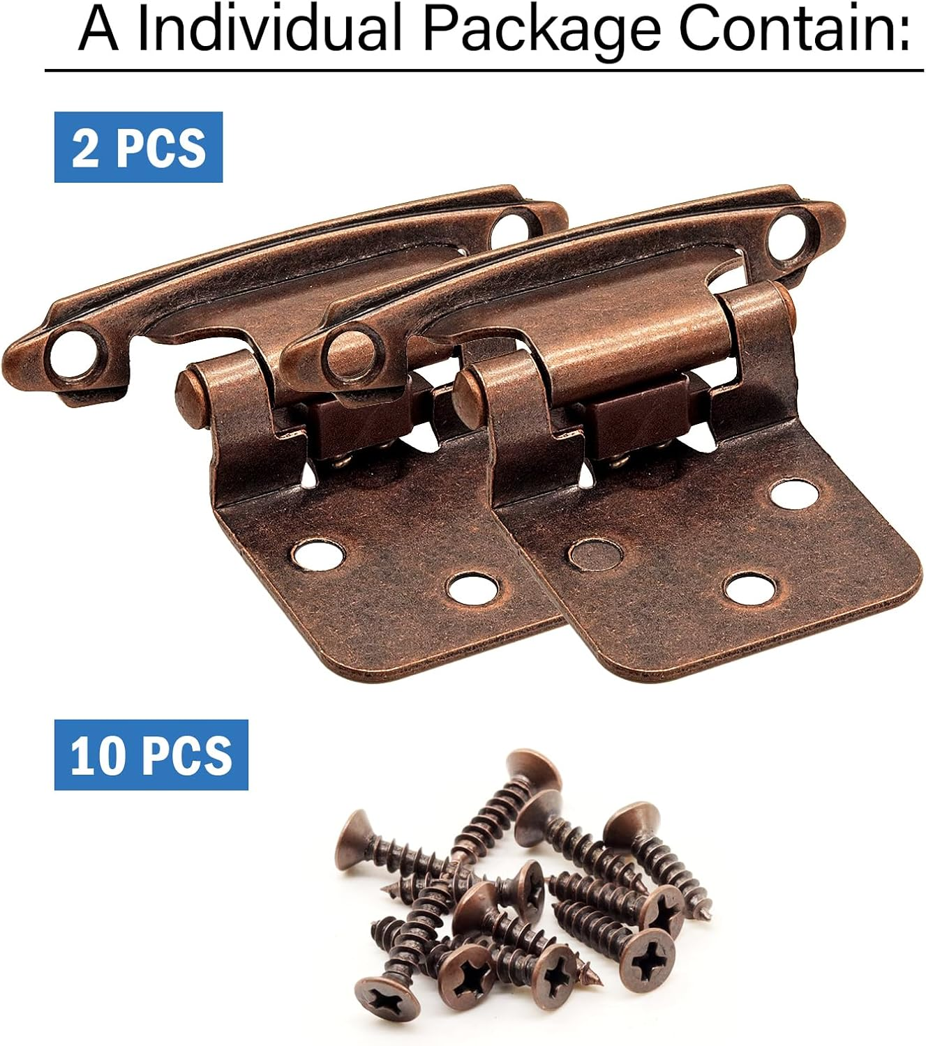 Kitchen Cabinet Hinges Bronze,(10 Pairs/20 Pcs) 1/2 Inch Variable Overlay Self Closing Face Mount Cabinet Door Hinges Hardware for Kitchen Cabinets,Oil Rubbed Bronze image number 4