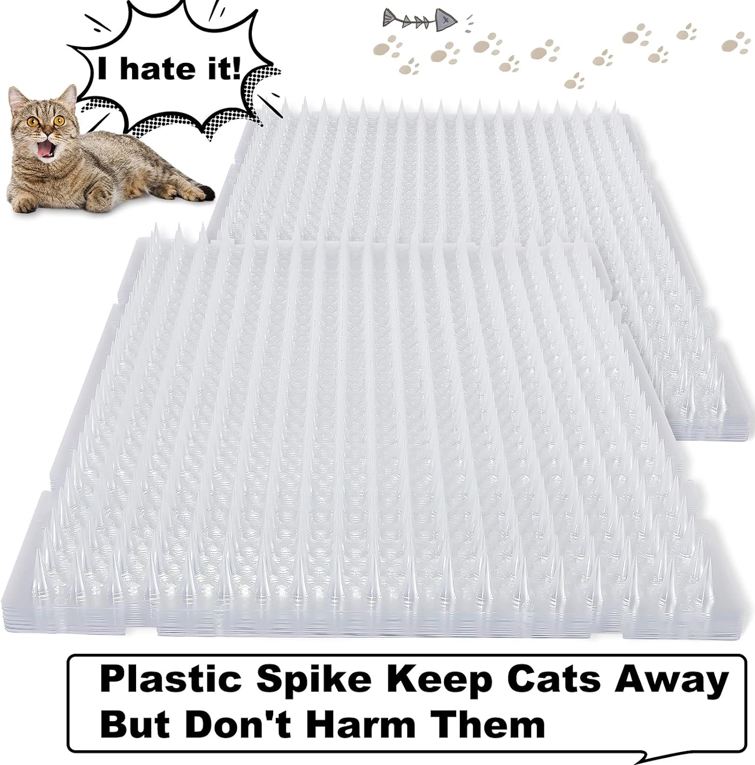 12 Pieces Clear Spiked Cat Repellent Mats for Outdoor Garden Window Sofa (Big Spikes, 16 X 13 Inches) image number 7