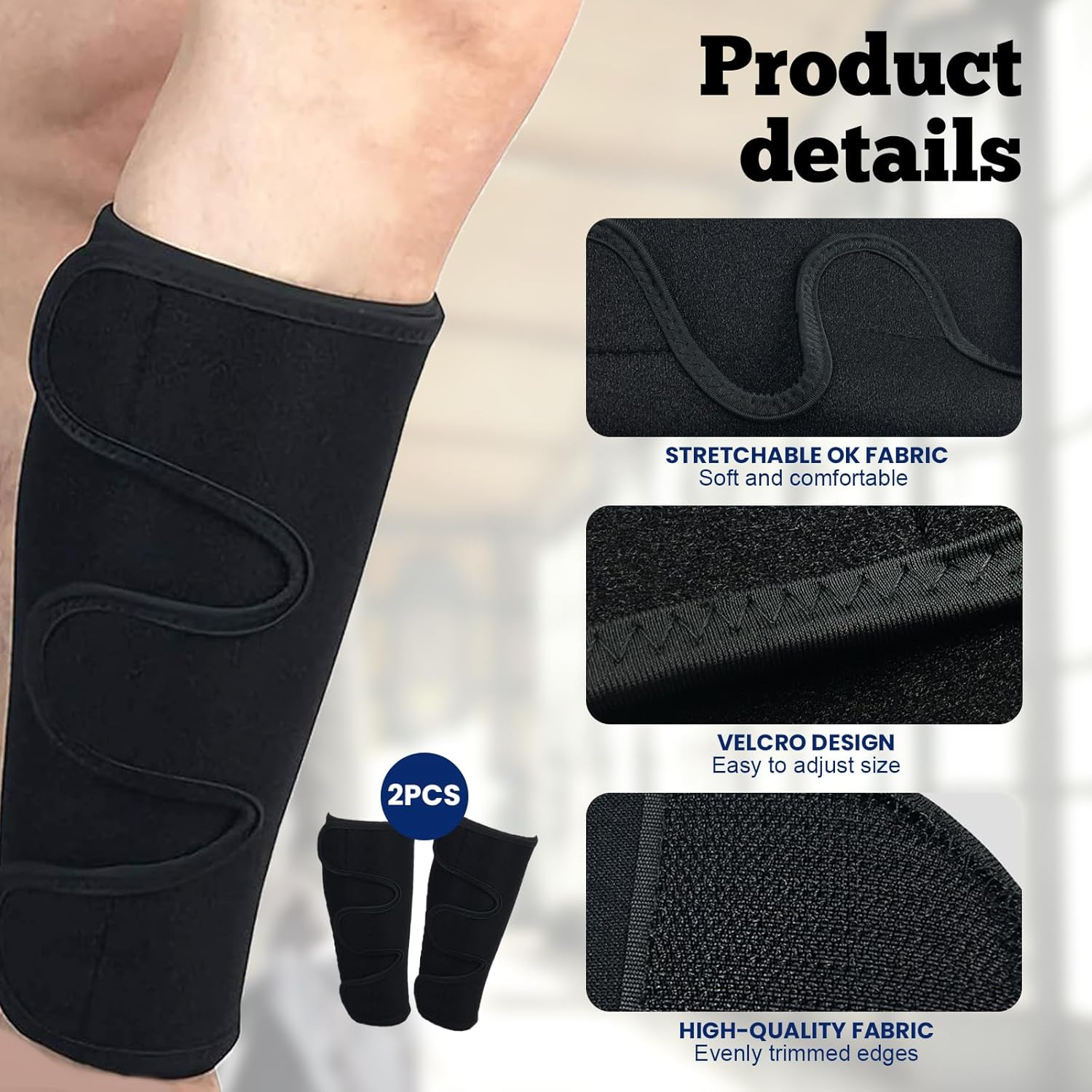 Calf Support Brace 2 Pack Adjustable Shin Splint Compression Sleeve - Calf Support Bandage with Adjustable Shin Compression Wrap for Leg Pain Relief image number 2