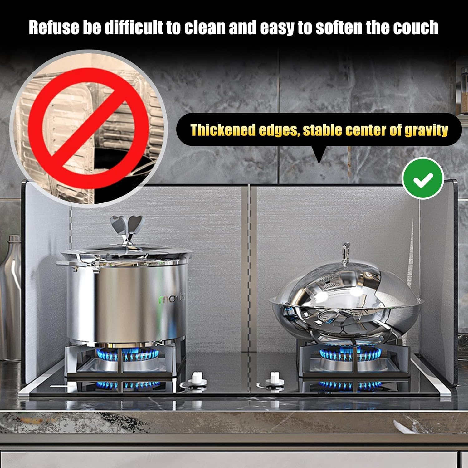 4 Sided Splatter Guard, 76 * 29.5 * 30Cm Grease Foldable Splatter Guard for Stove Stainless Steel Oil Splatter Screens Backs Plash for Fine Mesh Oil Splash Guard anti Splatter Shield Guard image number 3