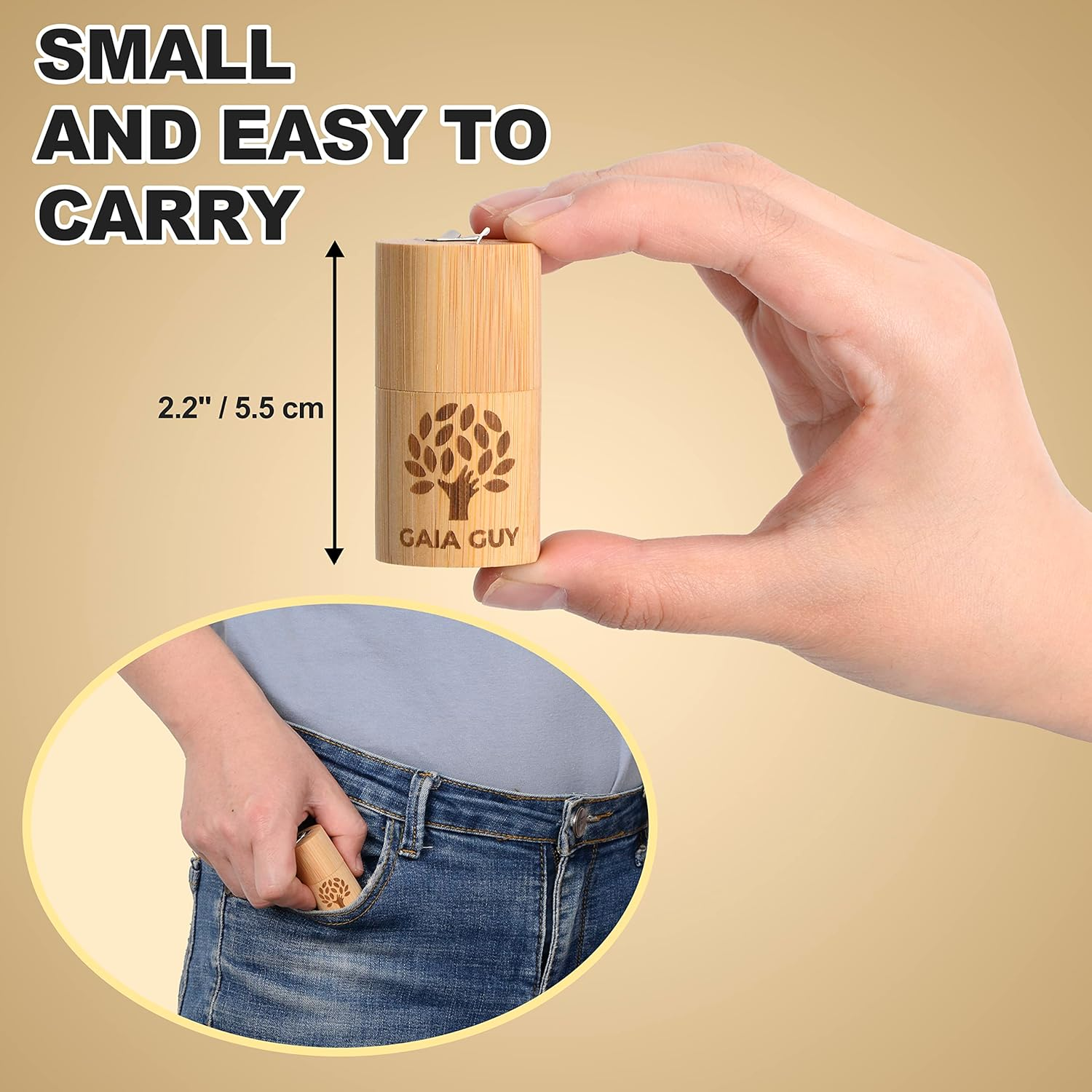 Gaia Guy Natural Unflavored Silk Dental Floss with Floss Refill & Reusable Bamboo Holder | 2 X 30 Meters of Compostable Pure Silk Waxed with Candelilla Wax | Plastic-Free Packaging image number 1