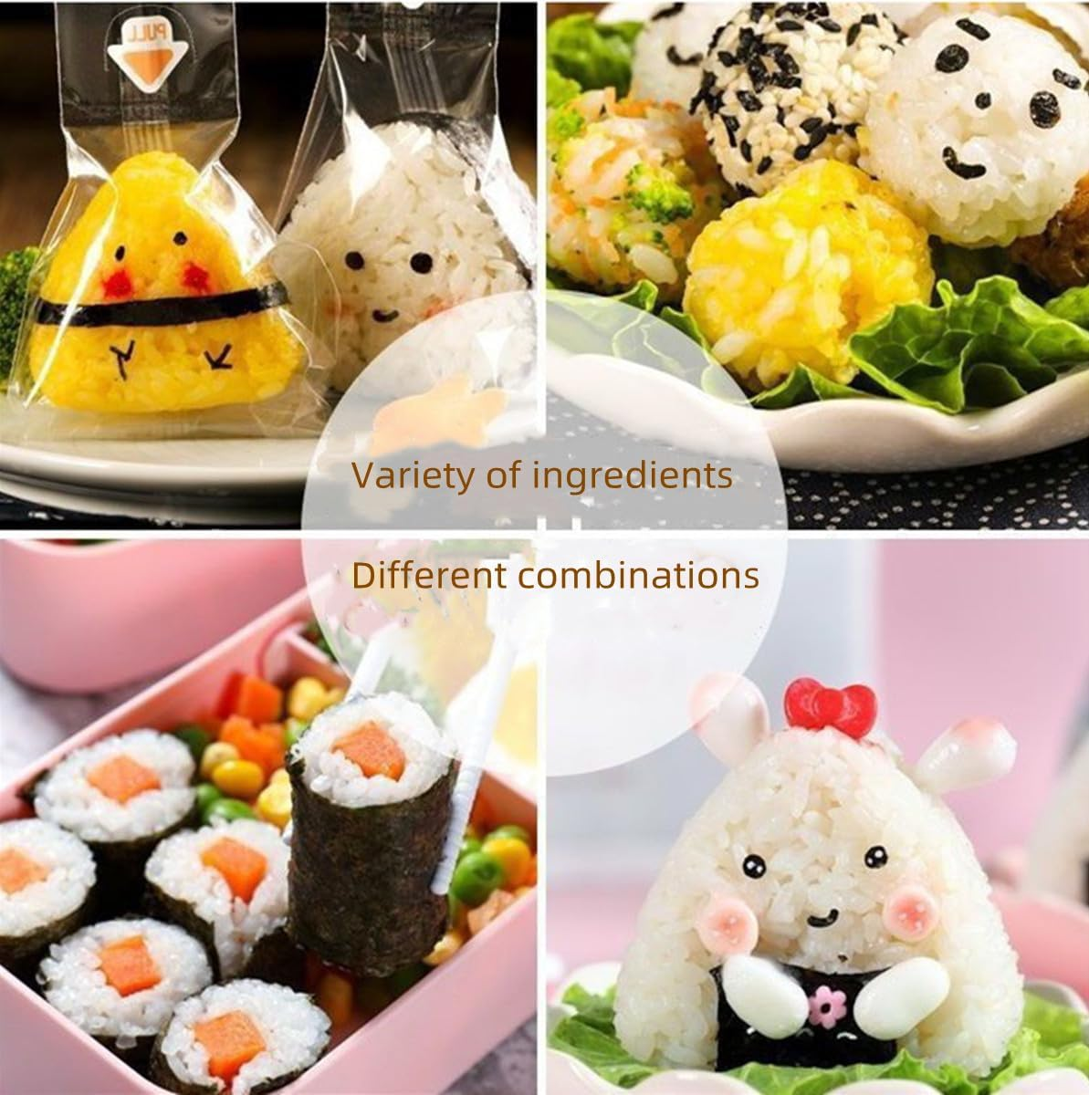 TINGJUNN Onigiri Mold, 6 in 1 Triangle Onigiri Bento Box, Multi-Functional Triangle Sushi Mold for Making and Storing Sushi (Blue)