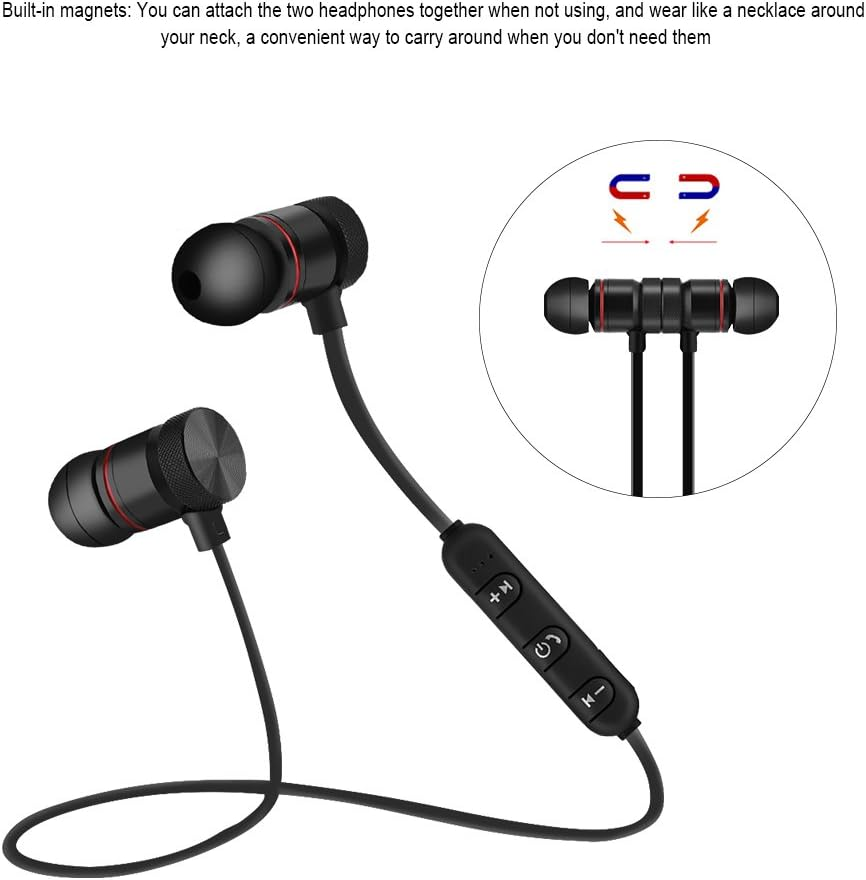 Bluetooth Headphones, Bluetooth 4.1 Sport Wireless Headphones with Microphone 5 Hours Working Time In-Ear Headset for Iphone, Ipod, Samsung Etc. Black image number 4