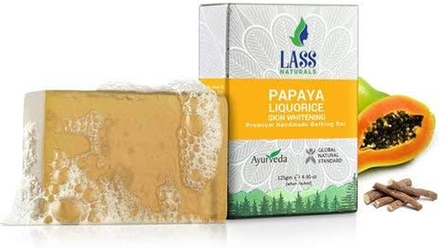 Lass Naturals Papaya & Liquorice Handmade Soap � Aromatic Soap with Essential Oils, 125 G � Skin Care (Pack of 3) image number 1