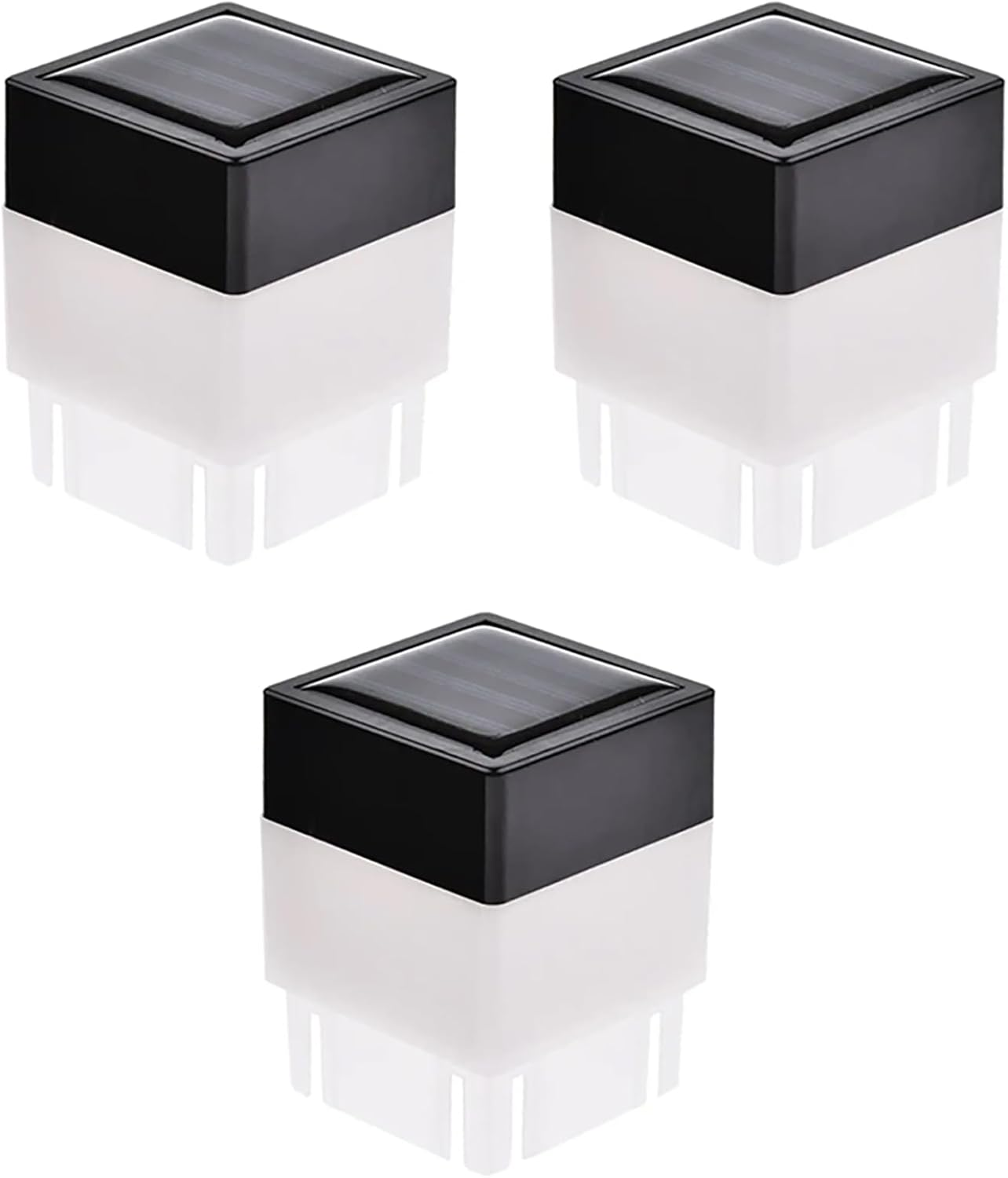 Tophomer 5PCS Outdoor Modern Solar Post Lights - 5X5Cm Glass LED Fence Lights, Waterproof Deck Cap Lights for Flat Surface Patio Garden Decoration (White)