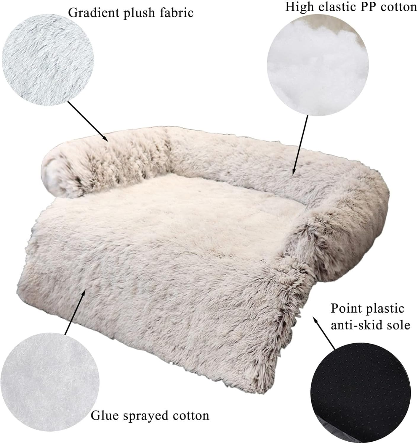Cotton Plush Pet Sleeping Bed for Dogs and Cats, Dog Couch with Zipper, Washable, Removable, Fluffy Dog and Cat Bed,Coffee,S image number 5