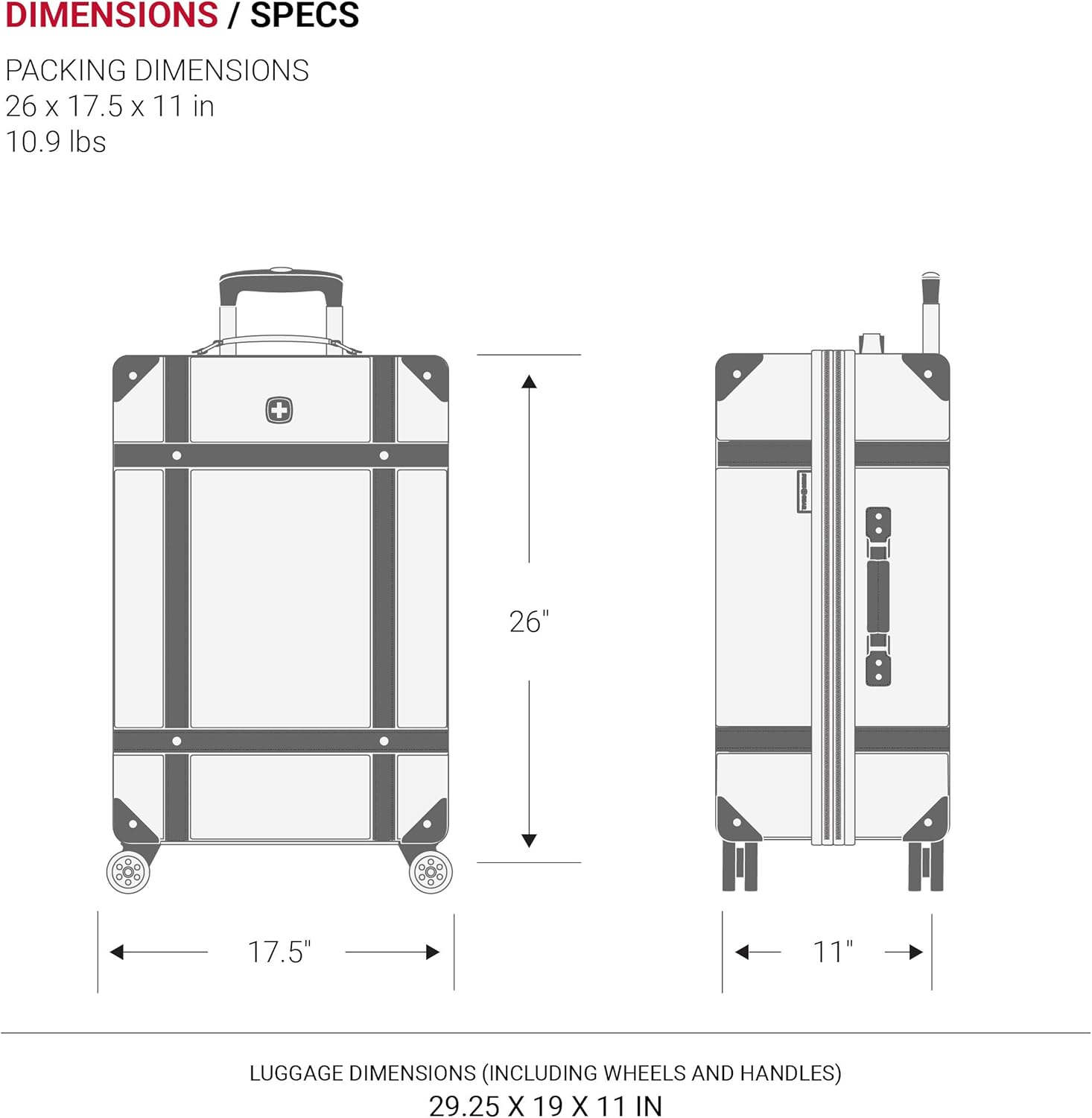 Swissgear 7739 Hardside Luggage Trunk with Spinner Wheels image number 3
