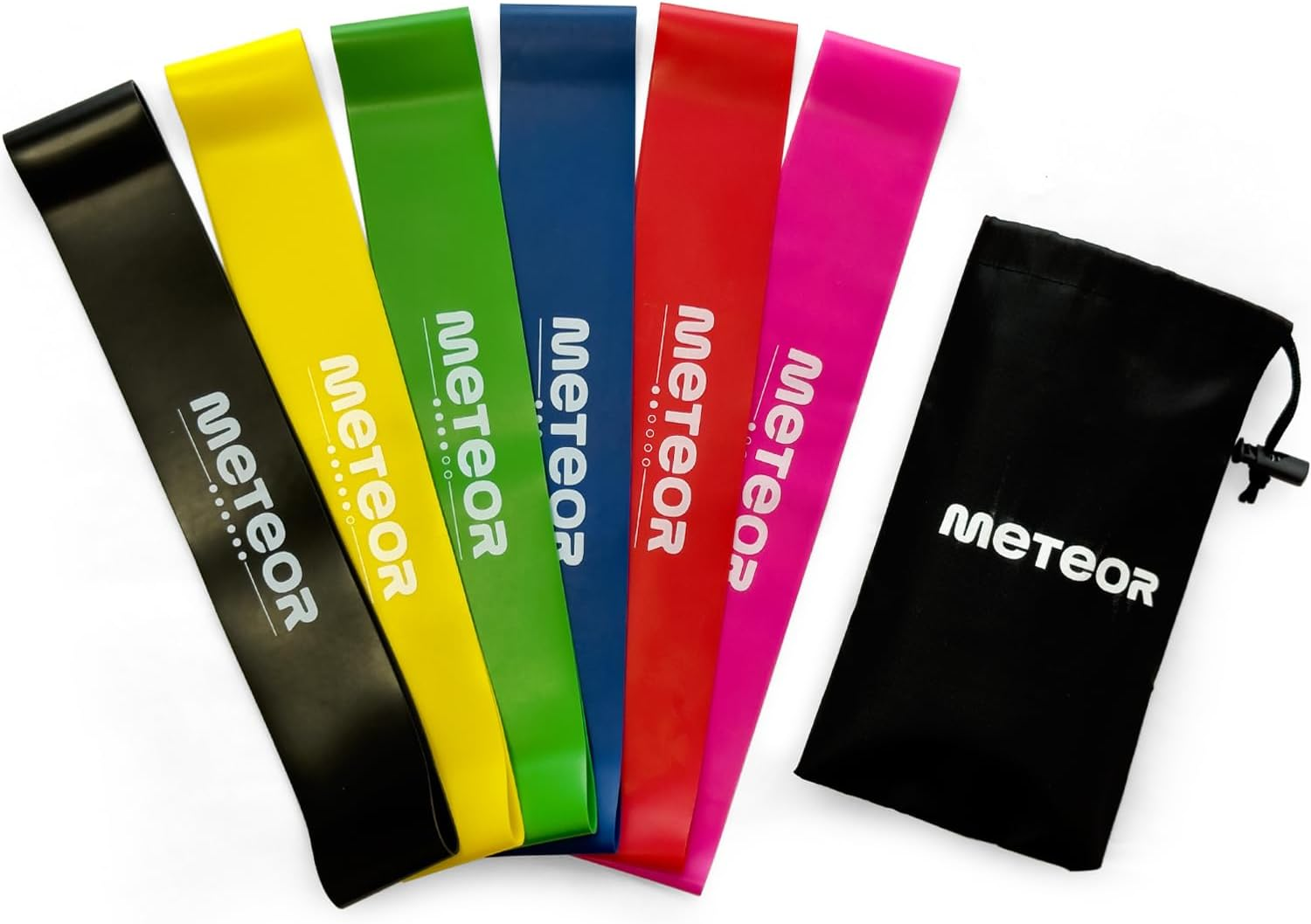 Meteor 6Pcs Resistance Bands Set with Carry Bag &ndash; Elastic Bands, Exercise Bands for Home Gym Workouts, Office Relaxation, Physical Therapy, and Mobility Improvement image number 2