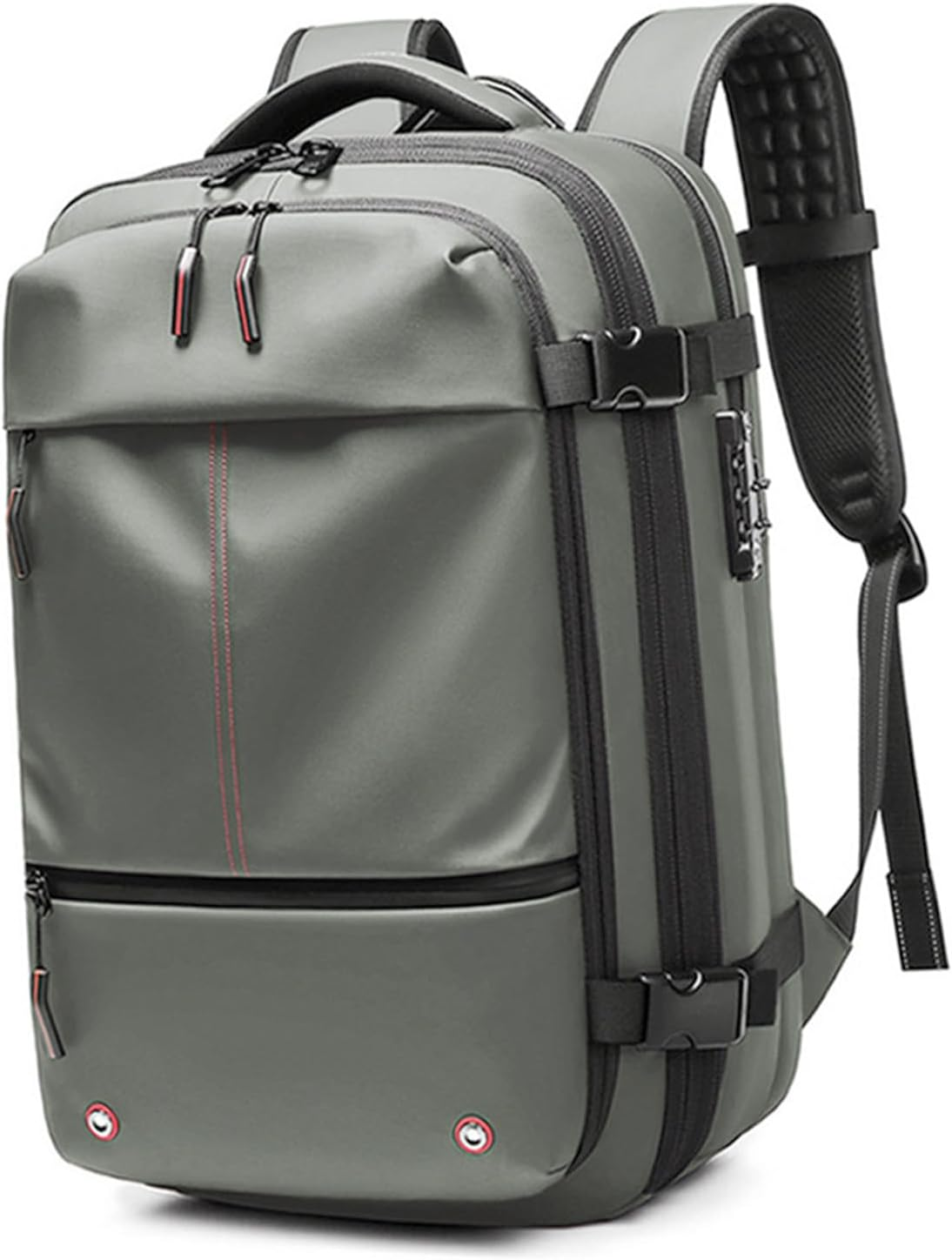 Vacuum Backpack, Large Capacity Water Expandable Travel Backpack, 19 Inch Laptop Bag with Vacuum Pump for Travel Business (Green) - Green image number 4