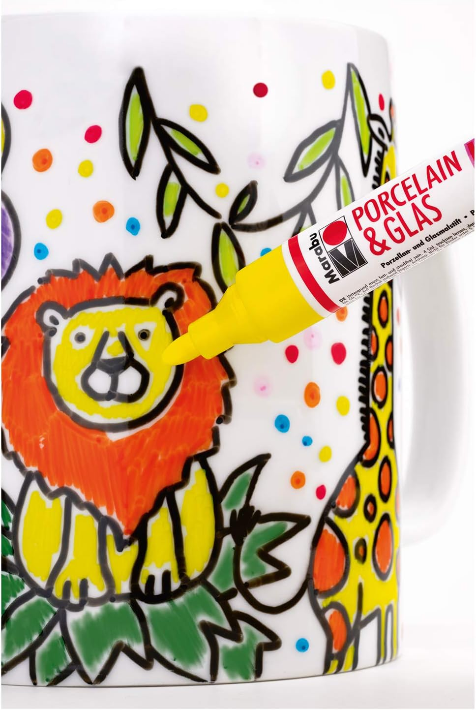 Marabu 0125000000084 - Porcelain and Glass Painter Kids Set Mega Fun, Porcelain Crayons for Children Set of 10, Dishwasher Safe after Firing, Universal Tip 1-3 Mm image number 3