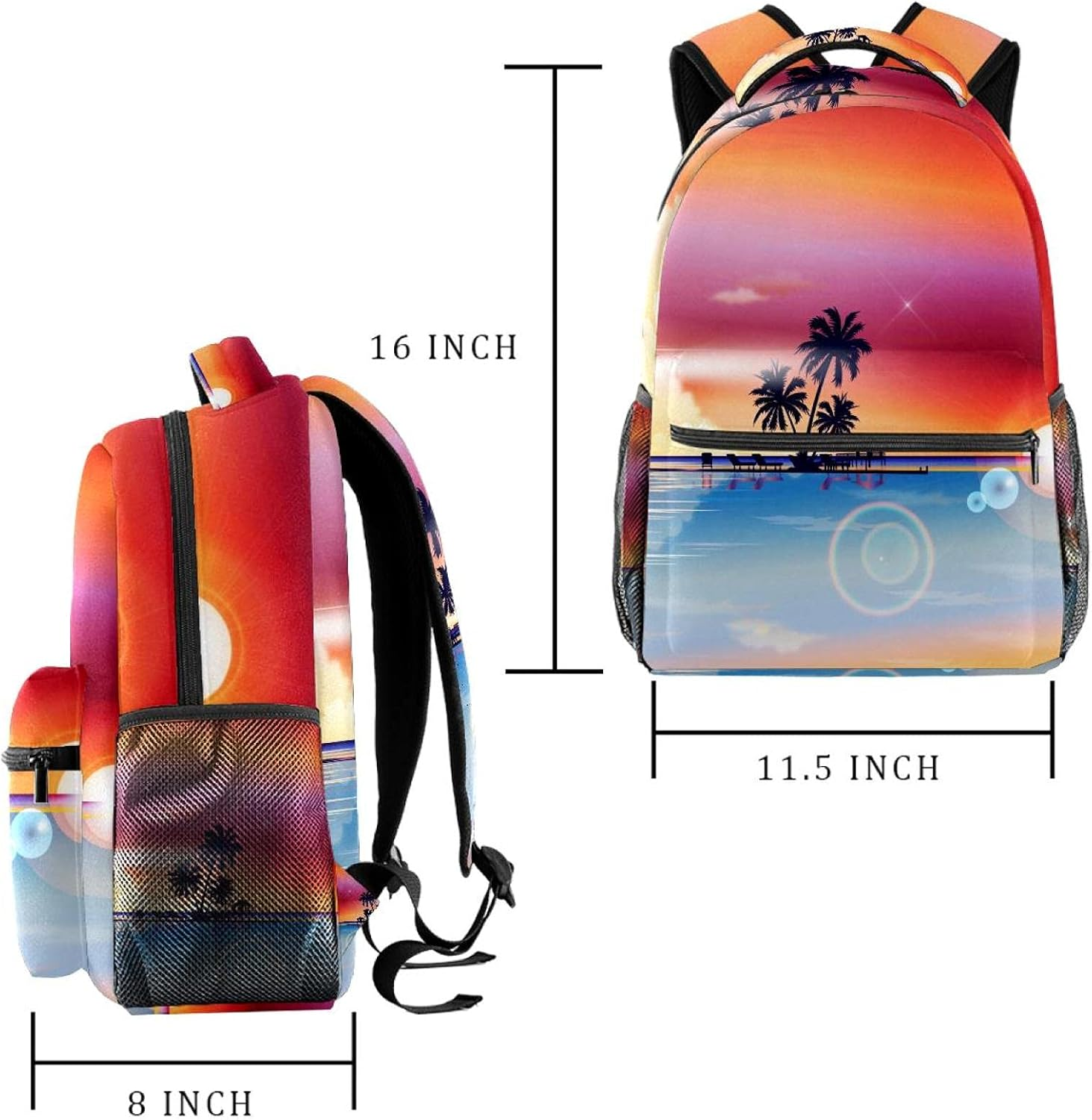 Beach Sea Palm Trees Coconut Water Backpack Students Shoulder Bags Travel Bag College School Tote Backpacks image number 2