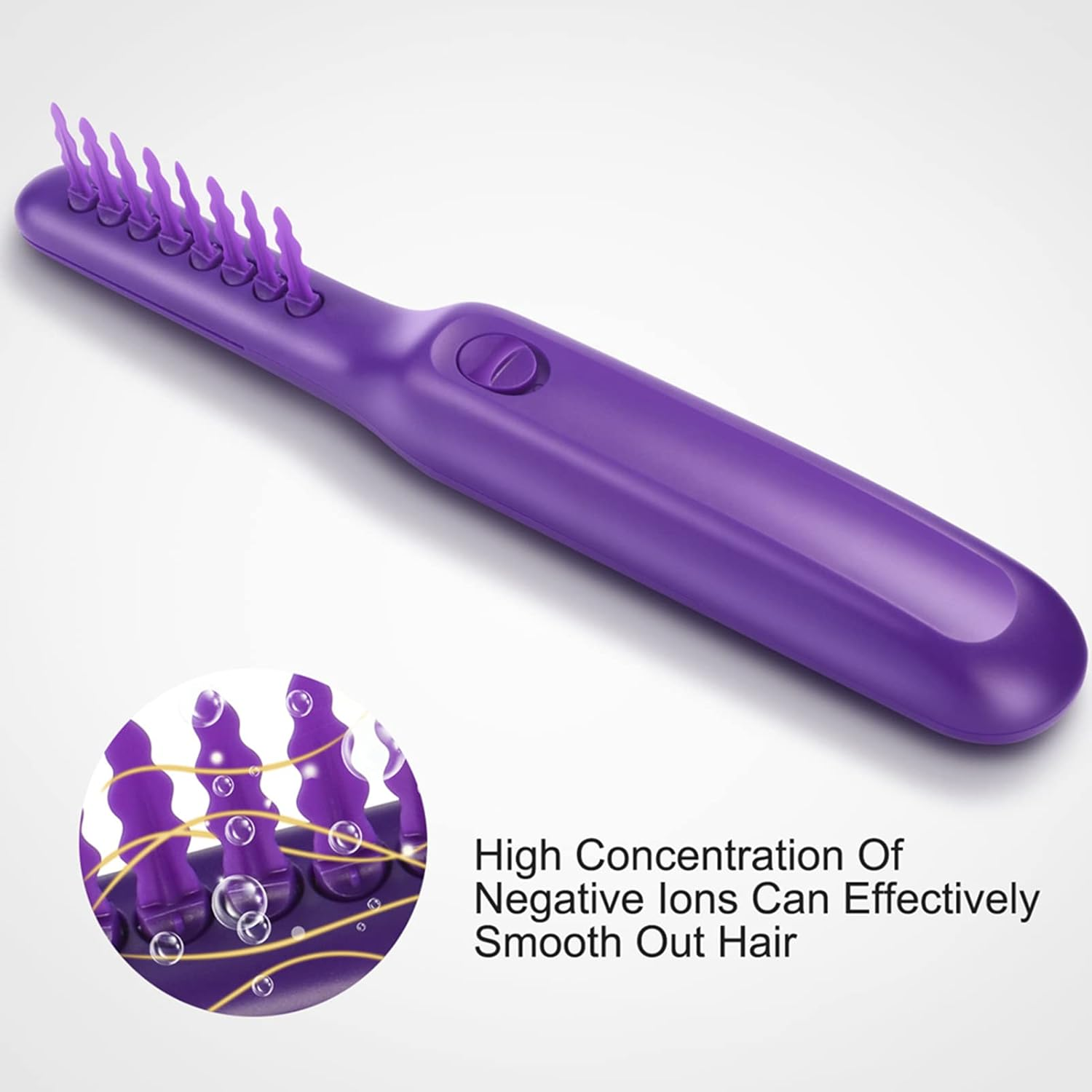 Electric Detangling Comb, Electric Detangling Comb Dry and Wet Ionic Massage Styling Tool for Curly Straight Hair, Purple image number 4