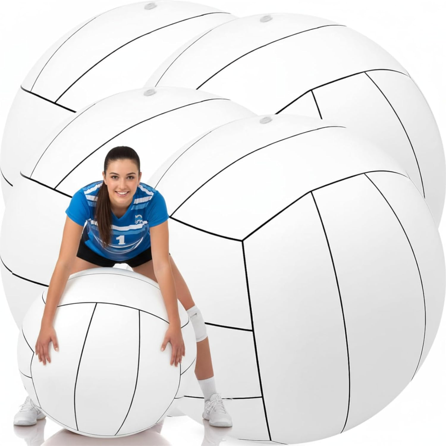 Libima 27 Inch Giant Inflatable Volleyball Large Inflatable Beach Volleyball Inflatable Sports Balls White Volleyball Beach Pool Games Toys for Outdoor Activity Games Sports Themed Party image number 2