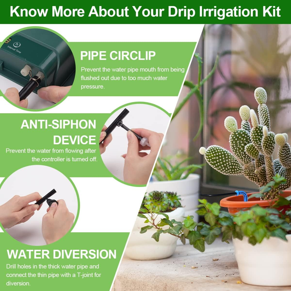 Solar Auto Irrigation System,Solar Powered Drip Irrigation Kit 30M 10W Indoor Outdoor Automatic Self Watering System for 30 Potted Plants in Green House, Garden, Balcony (Type2) image number 1