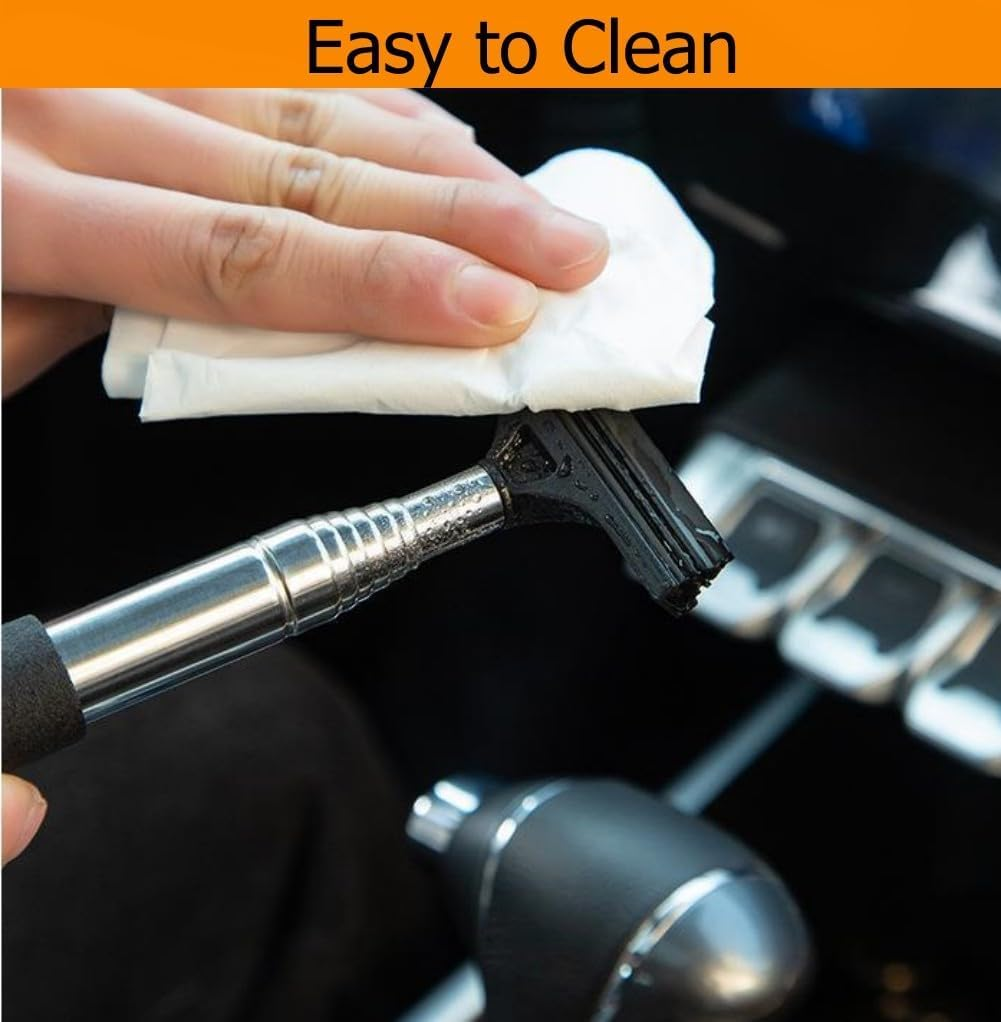 2-In-1 Car Mirror Squeegee, Portable Rearview Mirror Wiper, 98Cm Long Handle Mini Squeegee for Glass Windows (Black + Pink) image number 4