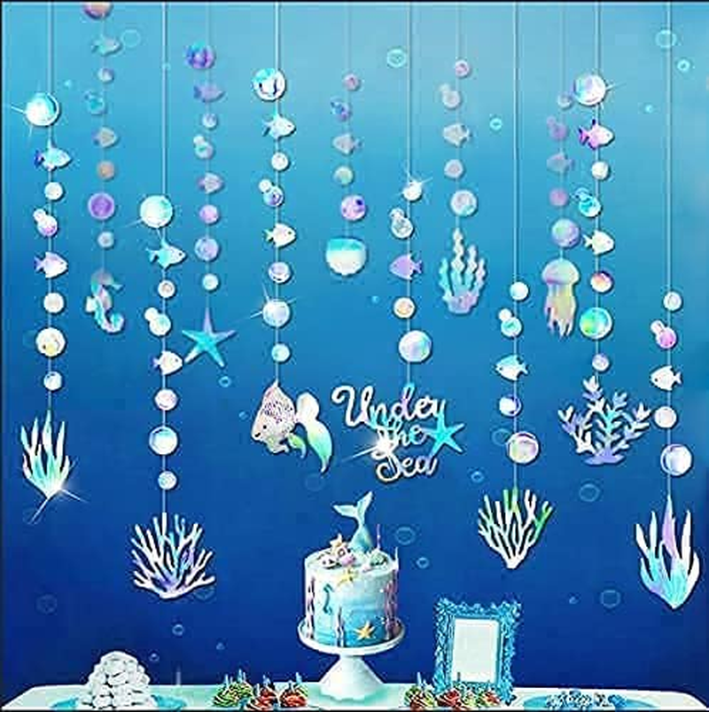 Iridescent under the Sea Party Garland Decoration for Mermaid Birthday Party Decorations Ocean Theme Banner Streamer Backdrop for Baby Shower Party Supplies image number 4