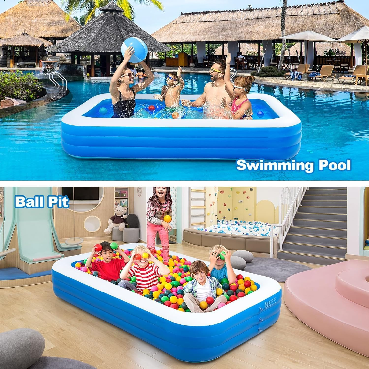 PFATURKHN Inflatable Swimming Pool, 260Cm Giant Inflatable Deep Pool,Paddling Swim for Family Backyard,Triple Safety Chambers, Soft Floor, Bpa-Free image number 5