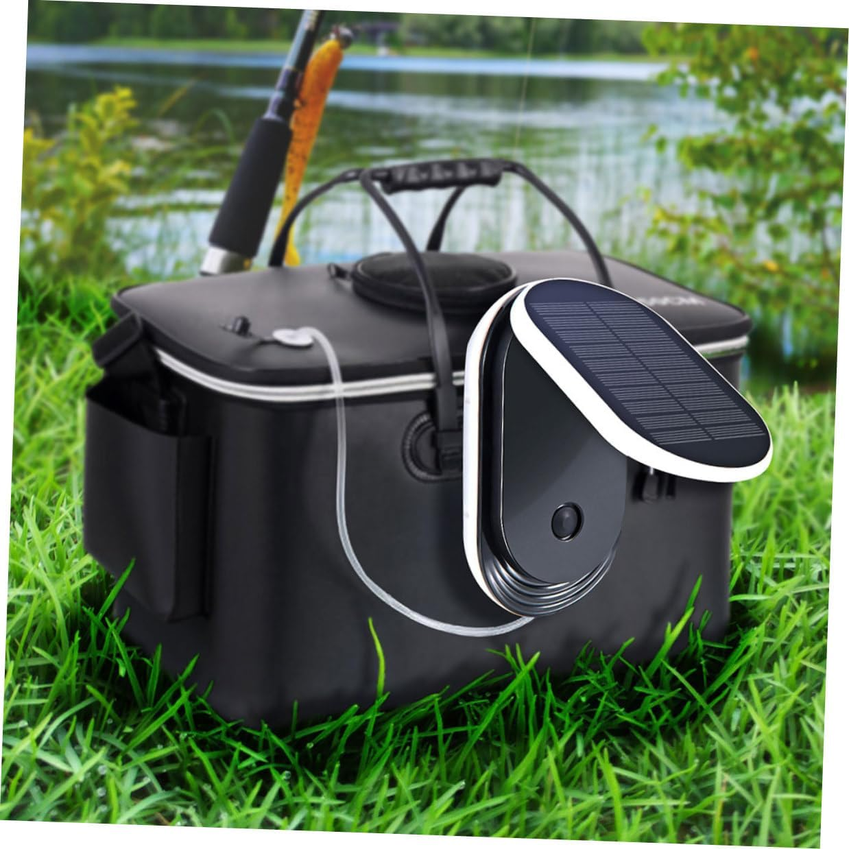 Solar Oxygen Pump with Pure Copper Core Portable Solar Powered Aerator Lightweight Outdoor Water Oxygenation Pump for Fish Tanks and Pools image number 5