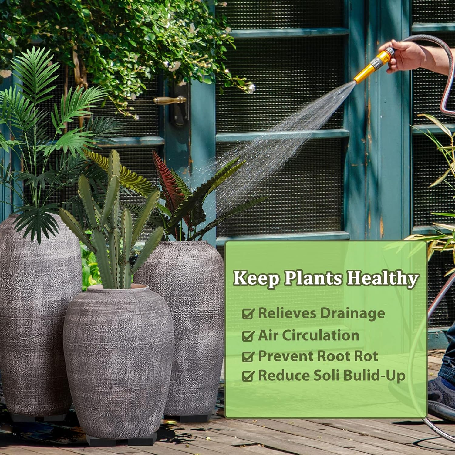 SNAILGARDEN 40Pcs Invisible Pot Feet, Composable Hexagon Flower Pot Feet Risers for Muti-Styles Pots, Nonslip Gardening Pot Feet Pads for Indoor Outdoor Planters Garden Plant Pots Flowers image number 5