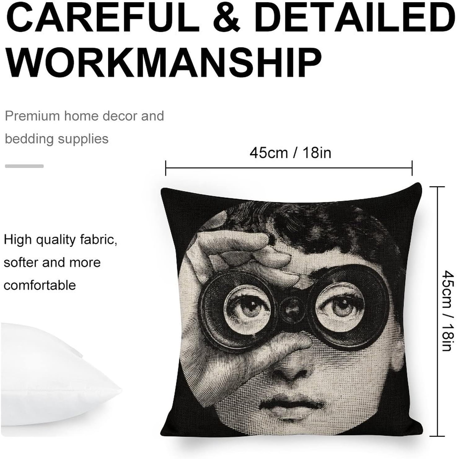 Aloked Lina Cavalieri Artificial Linen Throw Pillow Case, Decorative Cushion Cover Square Art Personalized Eye,Only Includes Pillowcase,18"X18"(45X45Cm),Style-16 image number 2