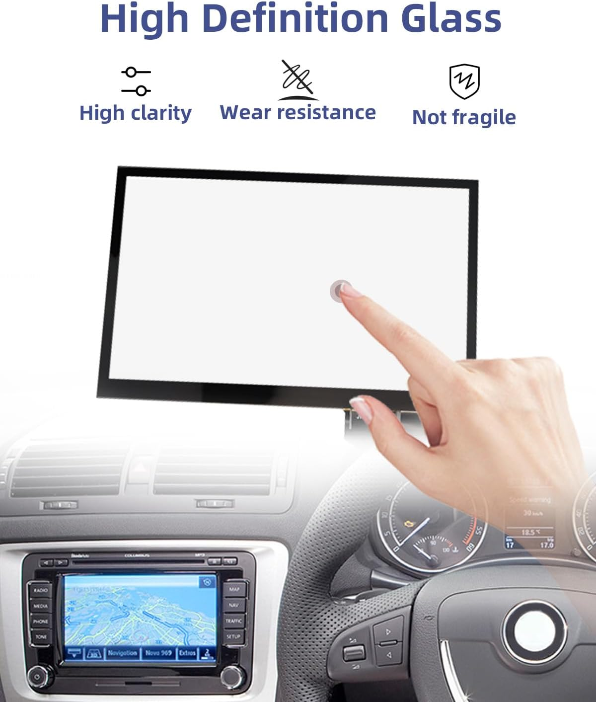 6.5" Touch Screen Digitizer Multimedia Navigation Fit for VW Magotan B7 Scirocco Golf 6R Polo Tiguan CC GLI GTI Jetta Passat, Fit for Skoda Octavia Yeti, Replaced MIB200 5C0035684 5C0035680 MIB STD2