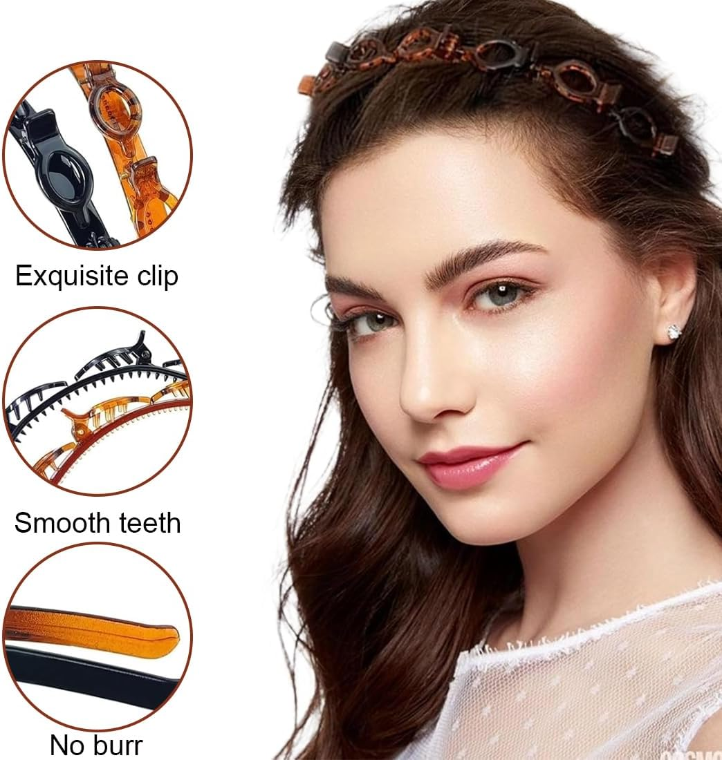 OUDQFCJ 2 Pieces Headband with Clips, 2 Black Hair Pins Braided Hair Clips, Braided Headbands, Hairstyle Hairpin Hairstyle Aid, Hairpins Hairdressing Supplies image number 4