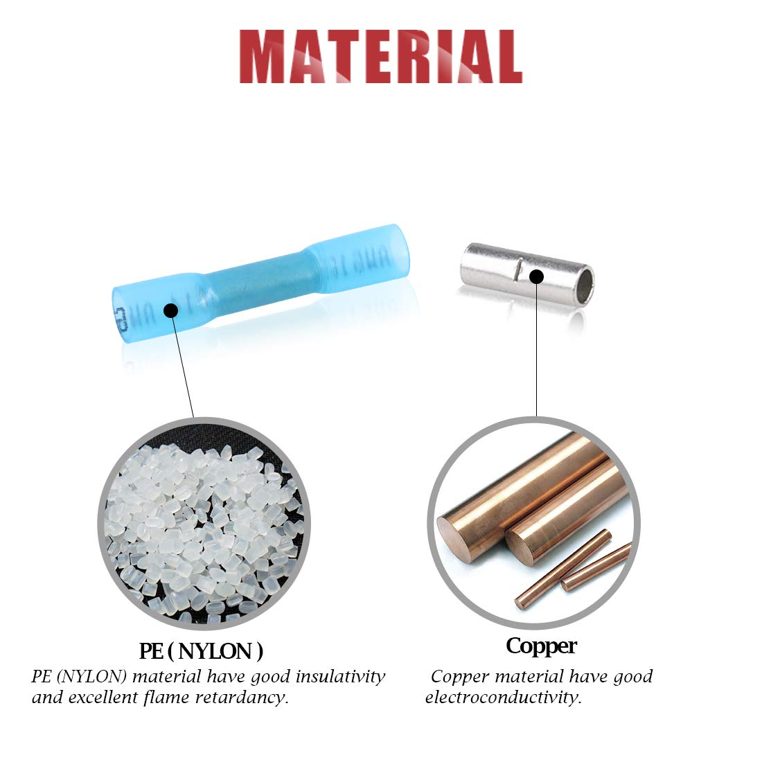 Hilitchi Heat Shrink Butt Connectors Blue 16-14 AWG 50Pcs Solderless Electrical Wire Automotive Marine Crimp Connectors image number 2