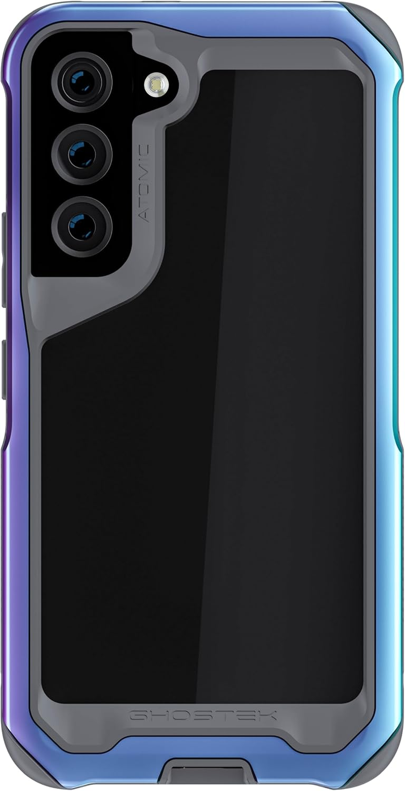 Ghostek ATOMIC Slim S22+ plus Case with Crystal Clear Back and Aluminum Metal Bumper Heavy Duty Protection Wireless Charging Compatible Designed for 2022 Samsung Galaxy S22+ plus 5G (6.6 Inch) (Black)