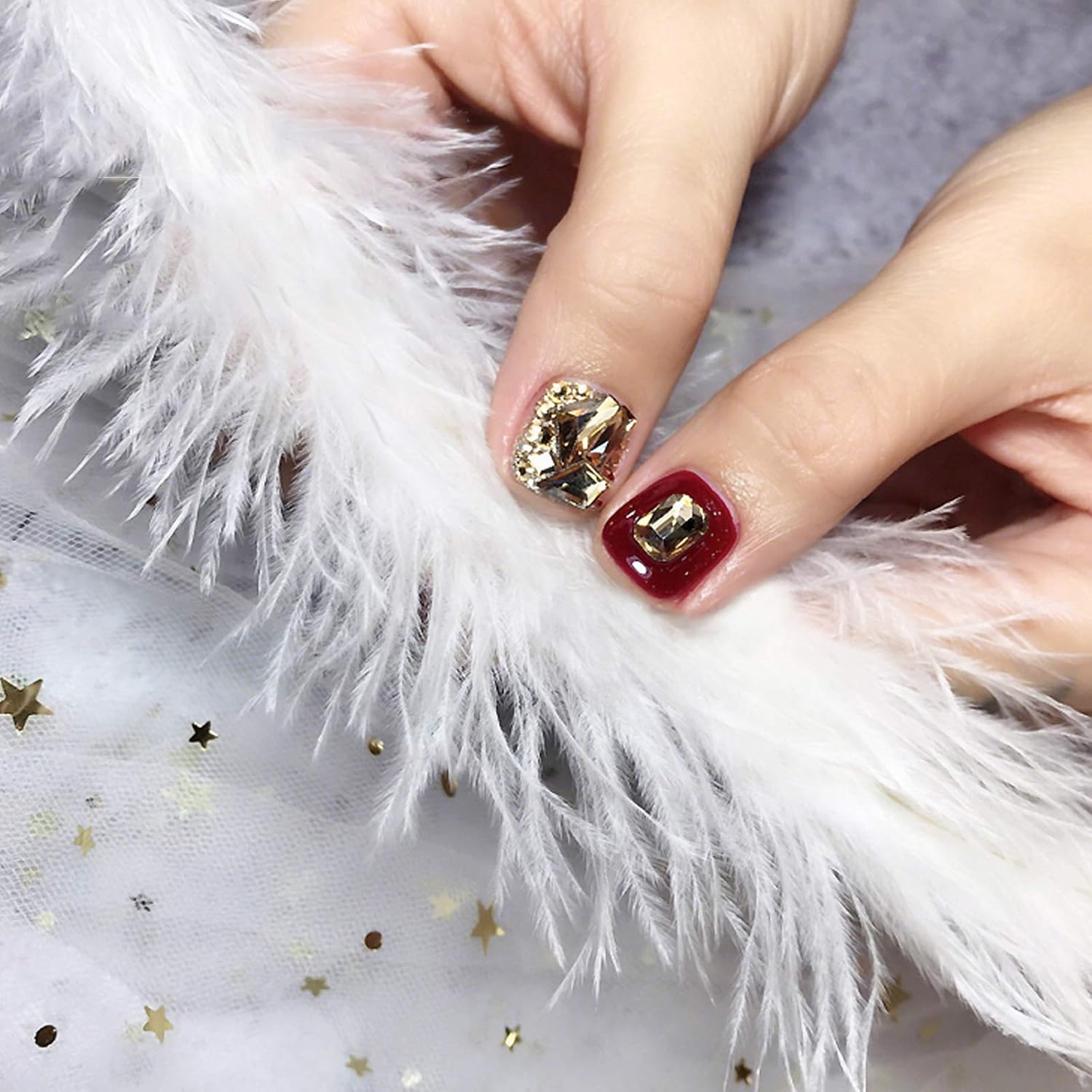 1 Box Nail Art Rhinestone Flat-Back Rhinestone Super DIY Champagne Flash Nail Decoration Square Crystal