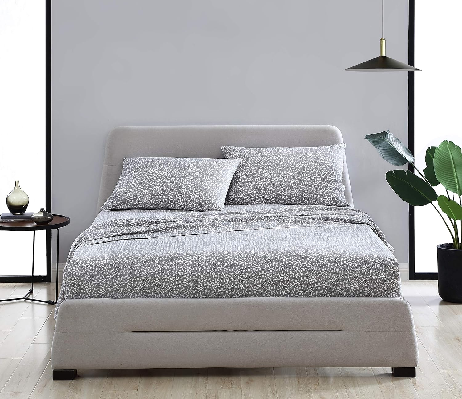 MARIMEKKO - Queen Sheets, Cotton Percale Bedding Set, Crisp & Cool Home Decor (Pikkuninen Unikko Grey, Queen) image number 2