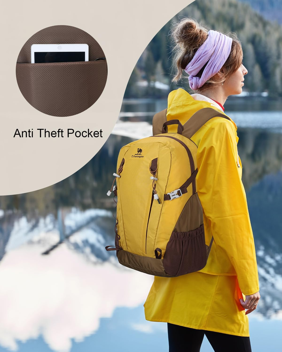 Outplea 30L Large Hiking Backpack for Men Women, Traveling Backpacks with anti Theft Pocket, Waterproof Rucking Sports Rucksack for Camping image number 4