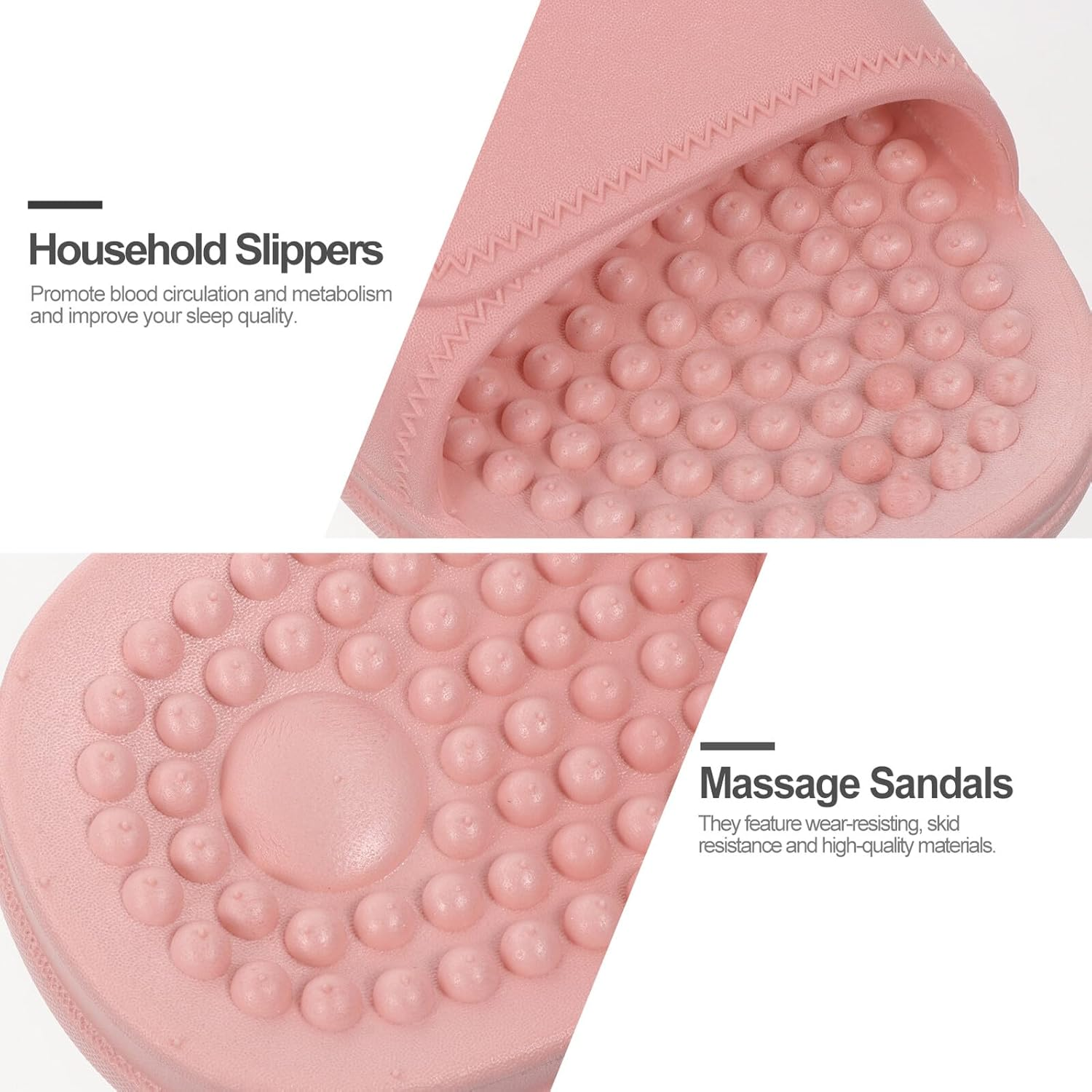 PLAFOPE Foot Care Slippers for Women Indoor Outdoor Lightweight Massage Dots Sole Breathable Hollow Toe Design Household Health Shoes Pink image number 6