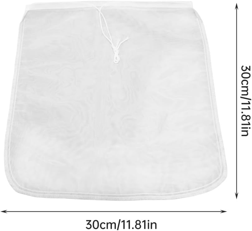 2 Pcs Nut Milk Bags, 11.81"X11.81" Pro Quality Reusable Almond Milk Bag and All Purpose Food Strainer, Washable Fine Mesh Nylon Cheesecloth for Straining Celery Juice, Coffee, Yogurt and Cheese Making image number 4