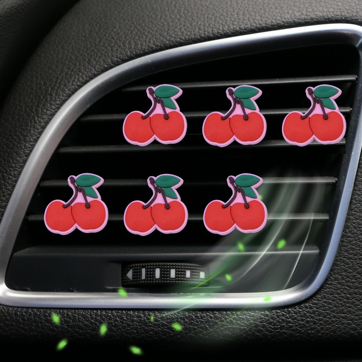 6 Pcs Red Cherry Air Vent Clips, Cute Cherry Car Air Fresheners Vents Clips Diamond Vent Clip Car Interior Decor Charm Bling Car Accessories Car Decoration for Women, Automotive Air Fresheners image number 6
