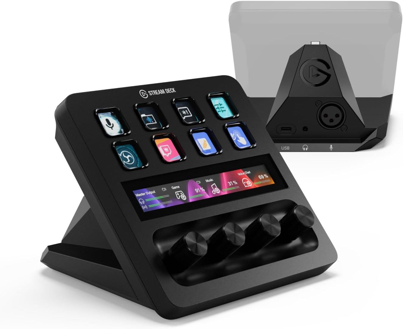 Elgato Stream Deck + XLR - Audio Mixer & Controller, Rear Xlr-To-Usb Mic Interface, Compatible with Any XLR Mic for Podcasting, Streaming, Content Creators, Dials and LCD Keys, Pc/Mac image number 2