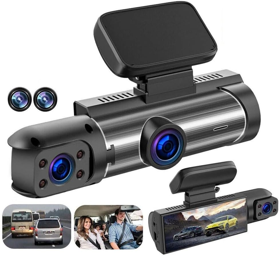 Driving Recorder, 1080P Dash Cam with 3.16" IPS Screen Front inside Cabin Dual Car Camera for Private Car Taxi, Vibration Detection Sensor W/Ir Night Vision, 64GB Sdcard Included Loop Recording image number 1