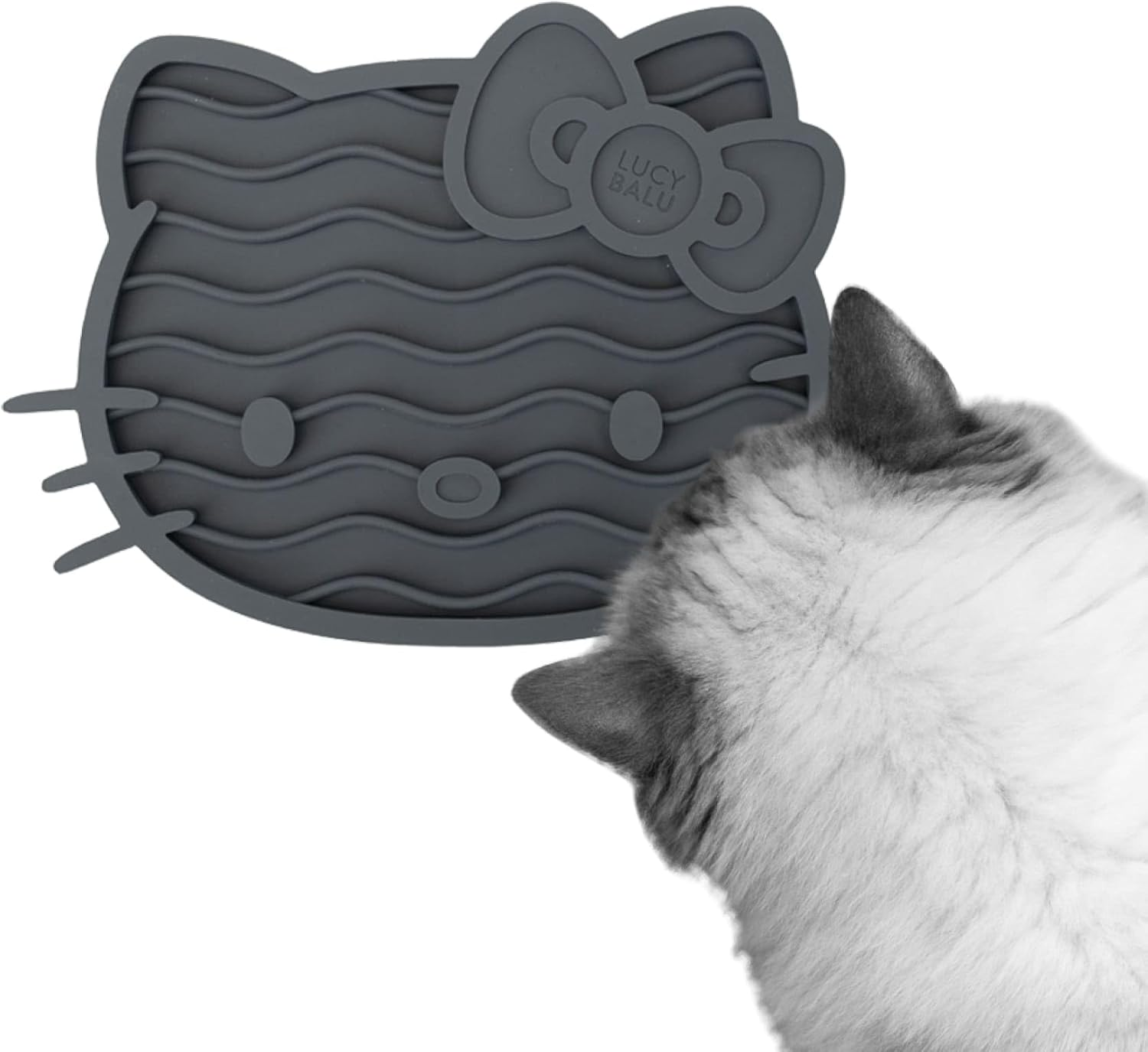Lucybalu X Hello Kitty ZENCAT Licking Mat for Cats, Cat Licking Mat, Slow Feeder, Lick Mat Made of Food-Grade Silicone, Silicone Mat for Licking, Anthracite image number 2