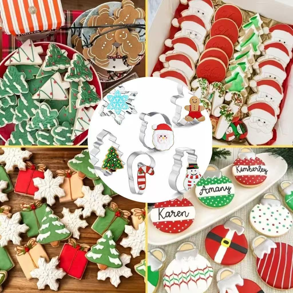 6 PCS Cookie Cutter, Christmas Cookie Cutters Set, Stainless Steel Cartoon Biscuits Mold,Cookie Cutters Set, Gingerbread Man, Christmas Tree, Star, Snowflake, Angel image number 3