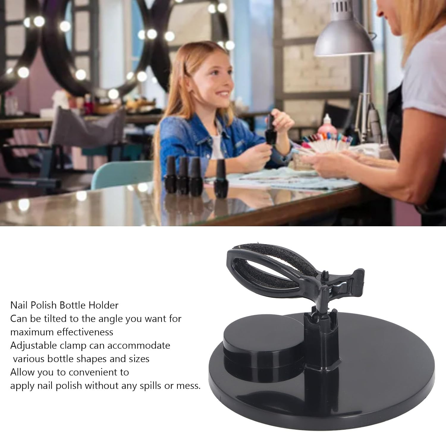 YUYTE Nail Polish Bottle Holder, Strong Hold, Adjustable Tilted Clamp, Anti-Spill, Fingernail Polish Holder for Manicure, Nail Art, Nail Organiser Display (Plastic 2) image number 5