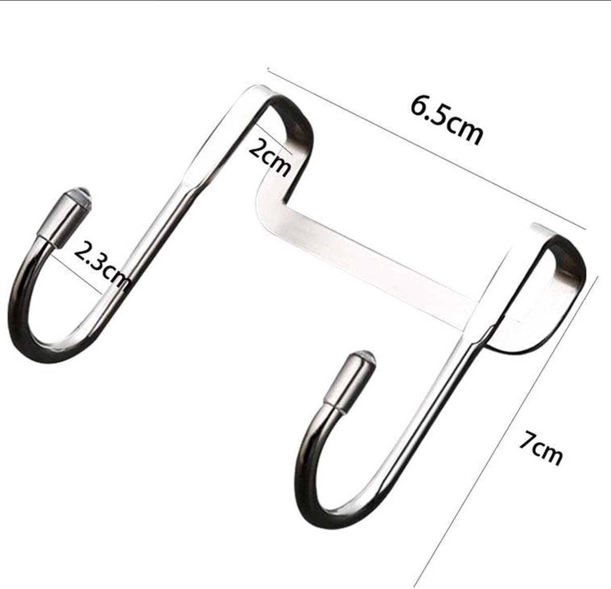 Over the Door Hanger Hook Stainless Steel 6 Pack Free Punching Cabinet Door without Trace Clothes Hook Door Back Wall Mounted Hooks image number 2