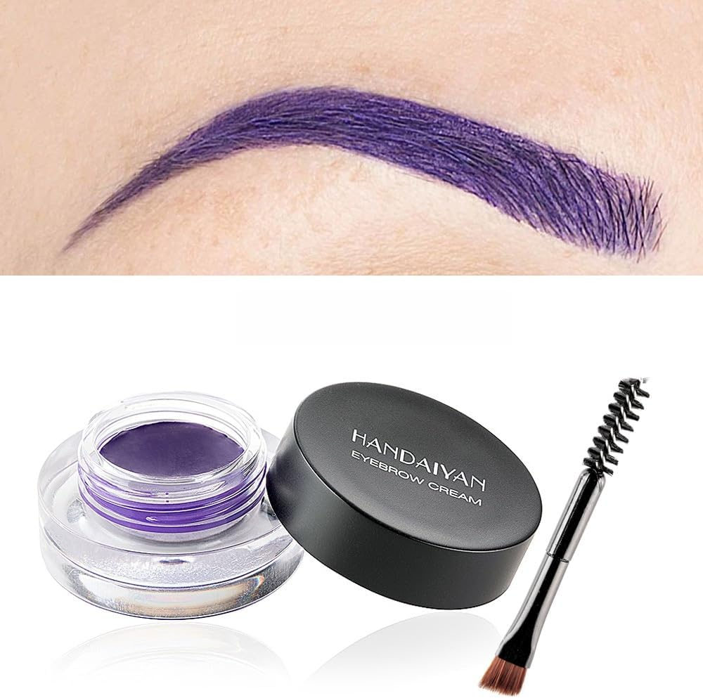 MAEPEOR 12 Colors Eyebrow Pomade Full-Pigmented Long Lasting Waterproof Eyebrow Cream Gel Filling & Shaping Tinted Eyebrows Enhancers with Brush for Daily or Cosplay (12 Purple) image number 6