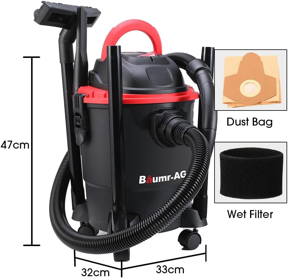 Baumr-Ag 20L 1200W Wet and Dry Vacuum Cleaner, with Blower, for Car, Workshop, Carpet image number 4