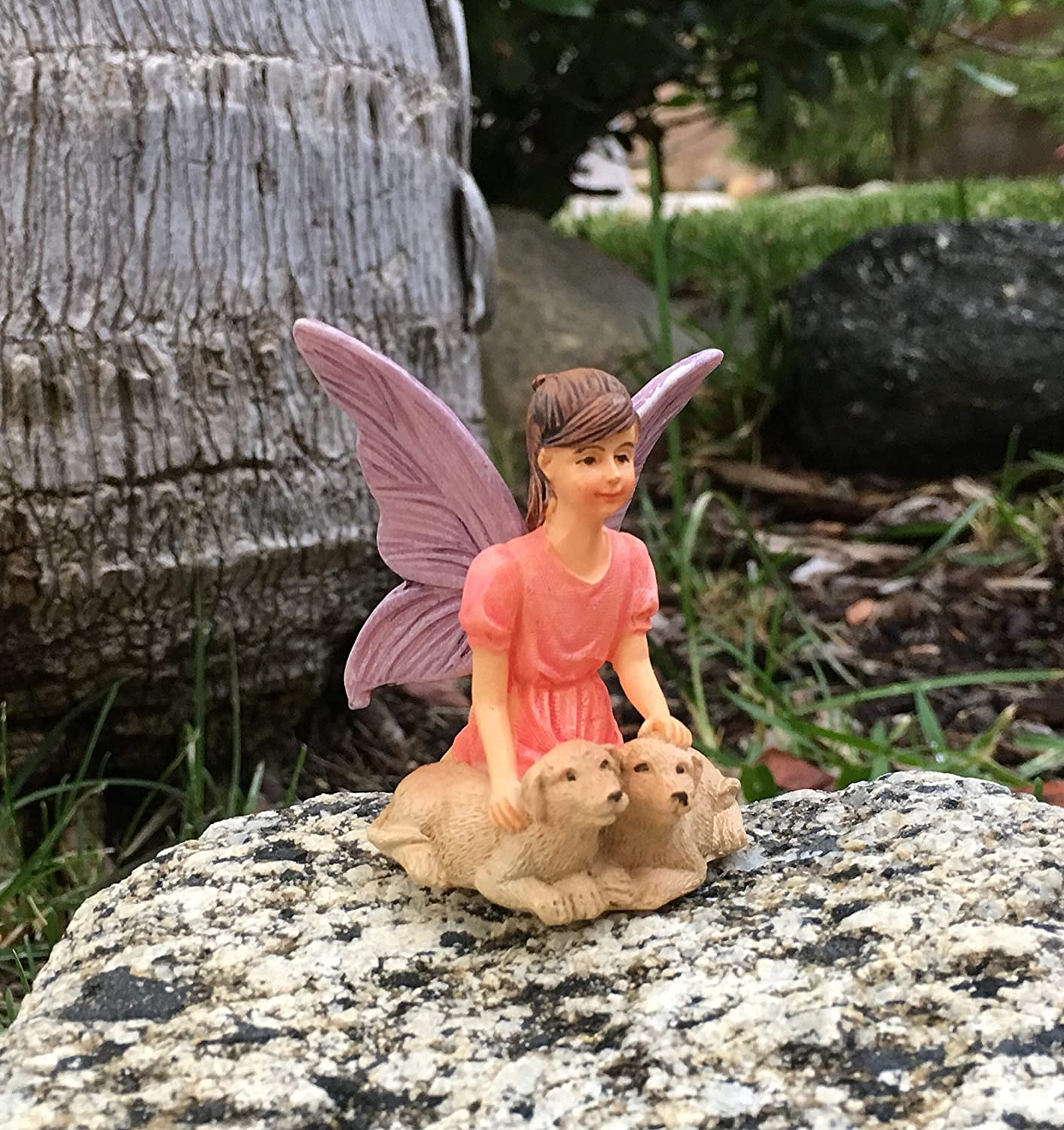 Glitzglam Sofie the Garden Fairy with the Puppies - a Miniature Fairy Figurine for Your Fairy Garden By image number 6