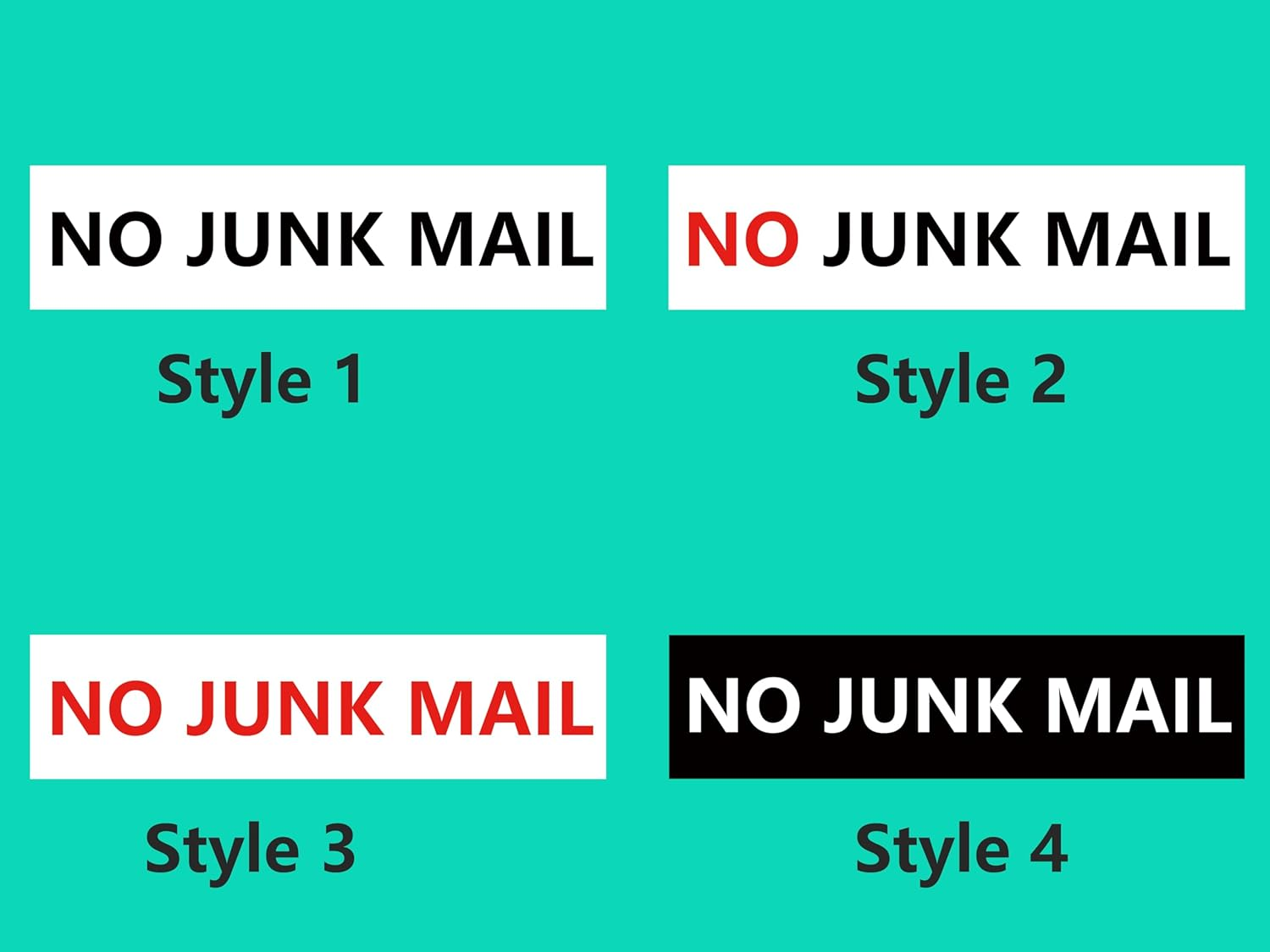 NO Junk Mail Sign Self Adhesive Plaque Decal on Letterbox Mailbox (30X120Mm, Style 2) image number 5