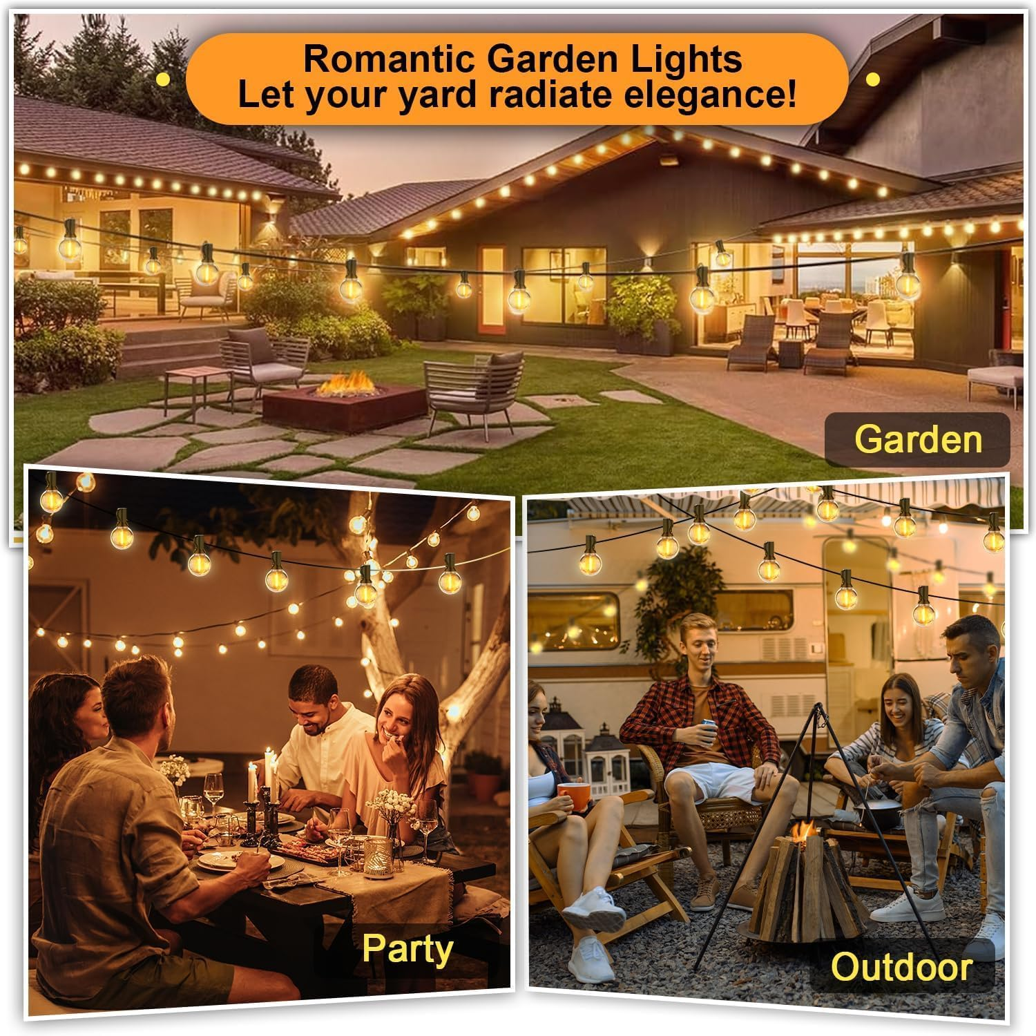 Necomi Festoon Lights Outdoor, 30M 50 Bulbs+2 Spares G40 LED Outdoor Lights, 【Shatterproof】 Waterproof Connectable Commercial Hanging Lights for Christmas Patio House Backyard Balcony Party (AU Plug) image number 4
