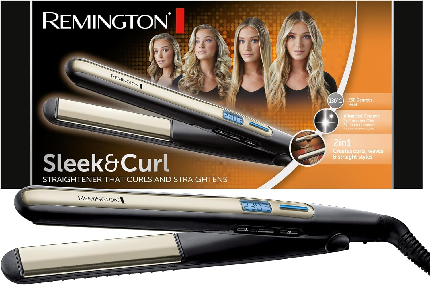 Remington Hair Straightener with Functionality of Curling Iron from Sleek & Curl S 6500, Pack Of1 image number 1