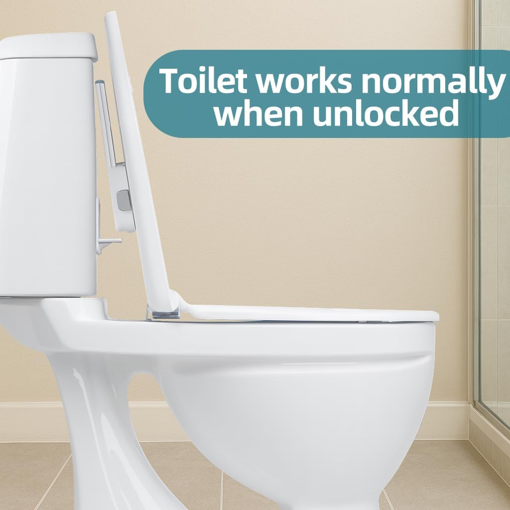 Baby Safety Toilet Lock for Most Standard Toilet Lids, Childproof Toilet Seat Locks with 3M Adhesive, No Tools Needed & Easy to Install (White, 1-Pack)