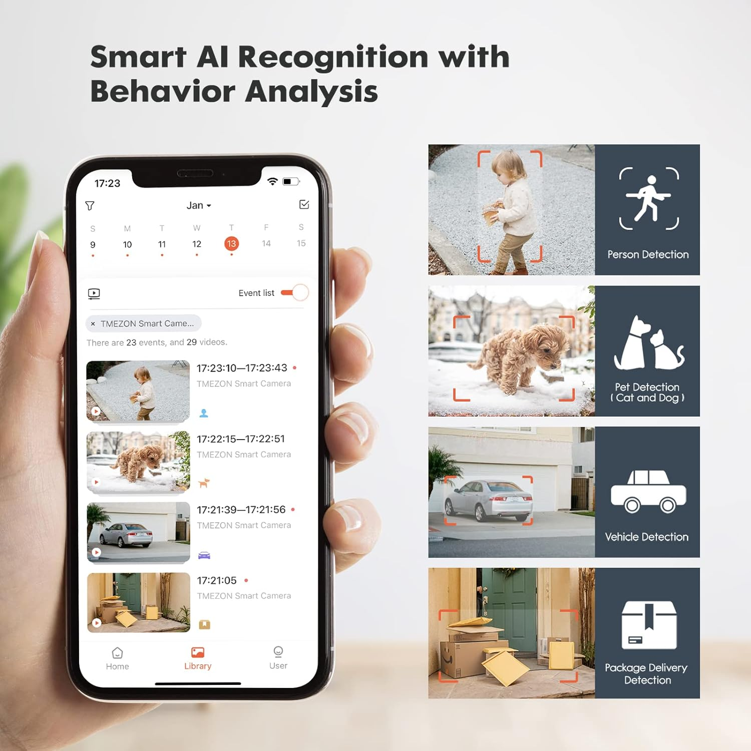 Solar Powered Security Camera TMEZON Outdoor Wireless 360&deg; PTZ Camera for Home Surveillance with 3MP Night Vision Pan Tilt Solar Powered, Motion Detection Record 2.4Ghz Wifi Vicohome App image number 5