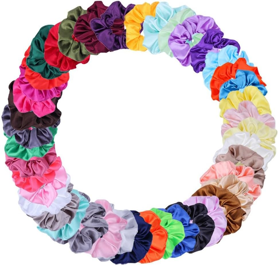 Pack of 4 Hair Bobbles, Elastic Hair Bands, Soft Scrunchies, Hair Rings, Reusable Rubber Bands, for Ponytail, Long Hair or Thick Curly Girls Women Hair Accessories, Rose Red image number 3