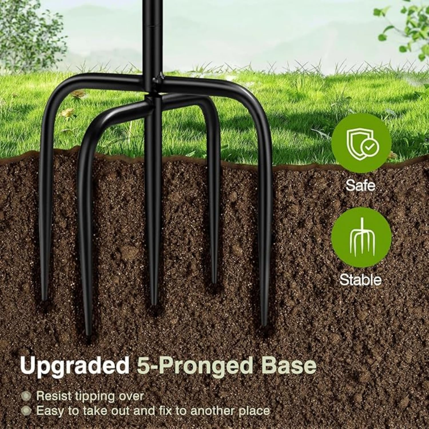 Metal Bird Bath for Outdoors, Freestanding Birdbaths Bowl Outdoor, Free Standing Garden Bird Bath Bird Feeder Bowl with Metal Stake, Detachable Decoration Bird Feeder for Garden Patio Yard Lawn image number 2